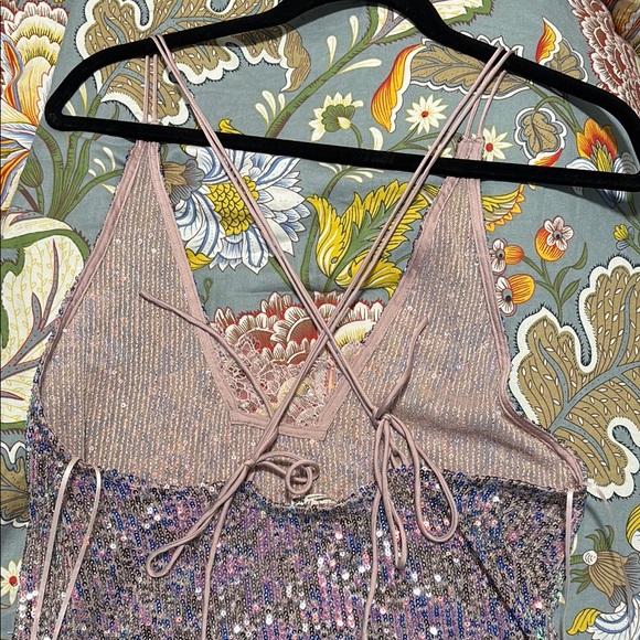 Free People Pink and Purple Slip Dress Spaghetti Strap - Picture 3 of 3